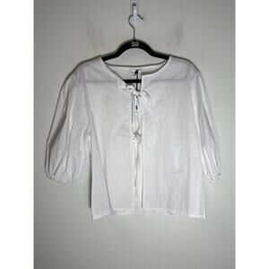 NWT L'essentiel Paris White Tie Front Blouse, no size tag